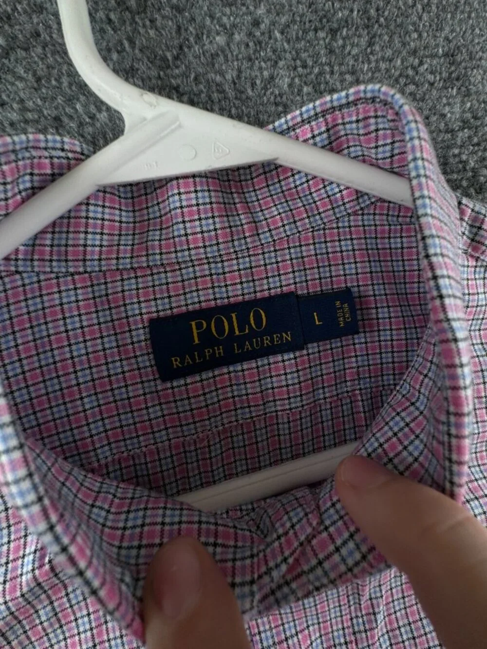 Polo Ralph Lauren Pink Blue Check Men Long Sleeve Button Up Shirt Cotton Large
